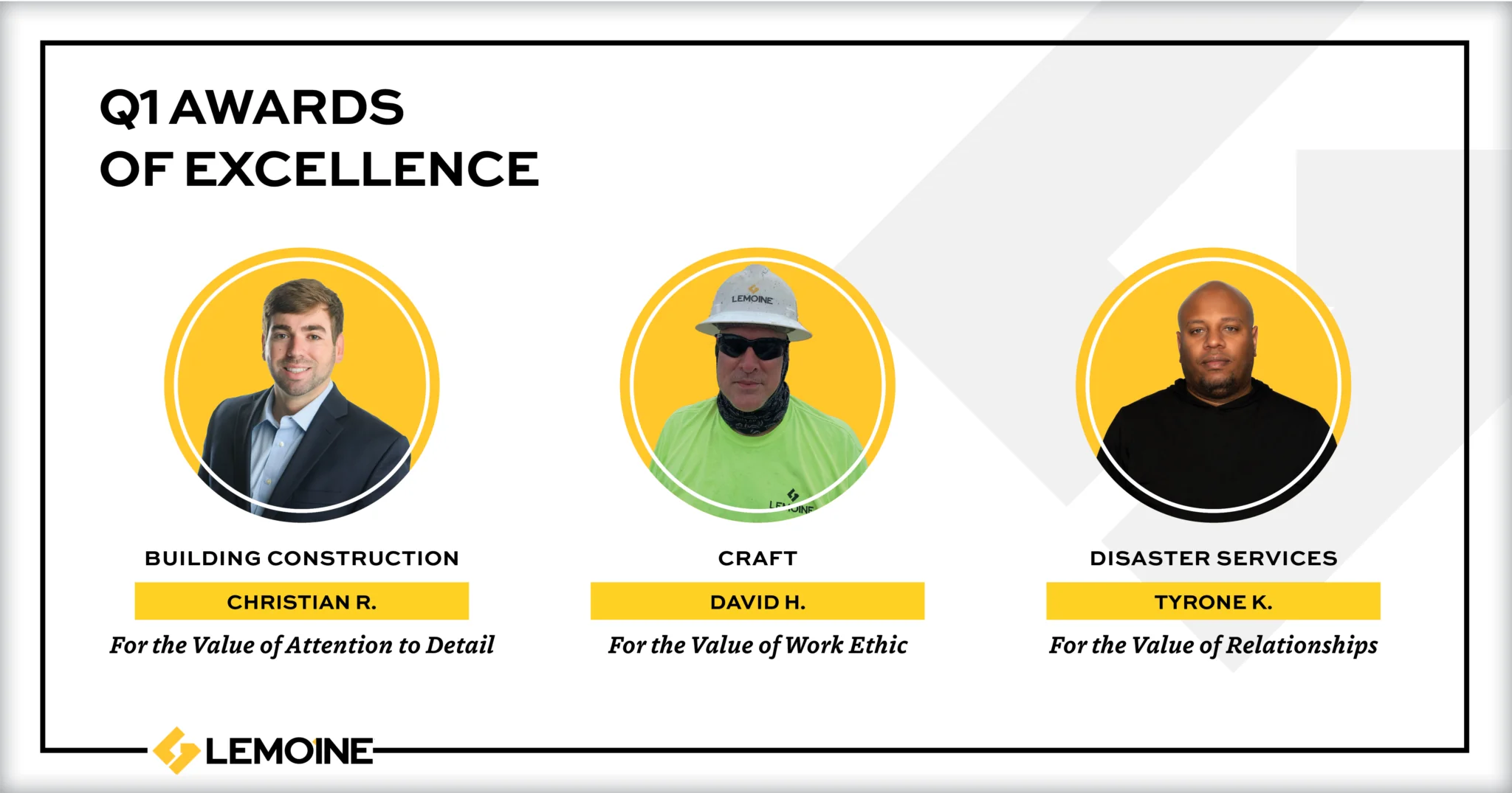 LEMOINE Q1 Quarterly Awards of Excellence